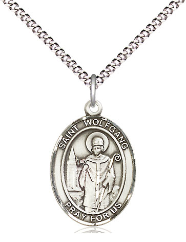 Sterling Silver Saint Wolfgang Pendant on a 18 inch Light Rhodium Light Curb chain