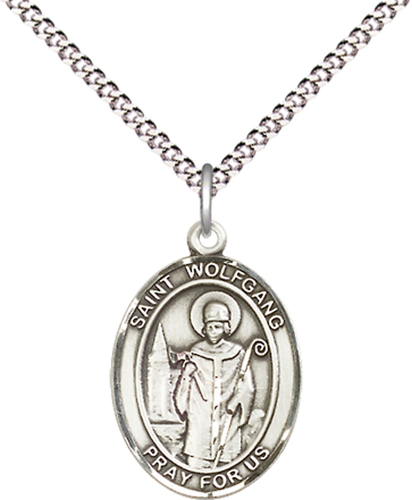 Sterling Silver Saint Wolfgang Pendant on a 18 inch Light Rhodium Light Curb chain