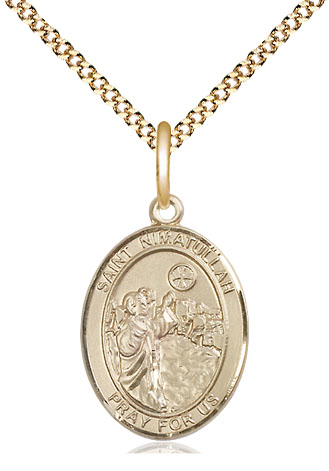 14kt Gold Filled Saint Nimatullah Pendant on a 18 inch Gold Plate Light Curb chain