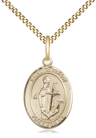 14kt Gold Filled Saint Clement Pendant on a 18 inch Gold Plate Light Curb chain