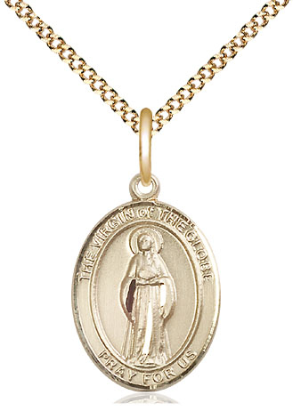 14kt Gold Filled Virgin of the Globe Pendant on a 18 inch Gold Plate Light Curb chain