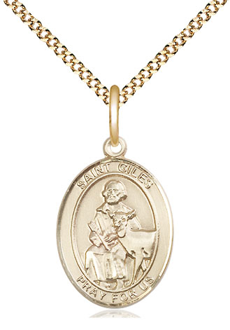 14kt Gold Filled Saint Giles Pendant on a 18 inch Gold Plate Light Curb chain