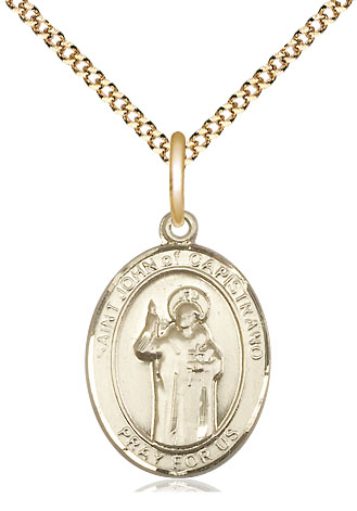 14kt Gold Filled Saint John of Capistrano Pendant on a 18 inch Gold Plate Light Curb chain