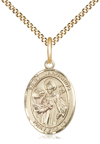 14kt Gold Filled Saint Januarius Pendant on a 18 inch Gold Plate Light Curb chain