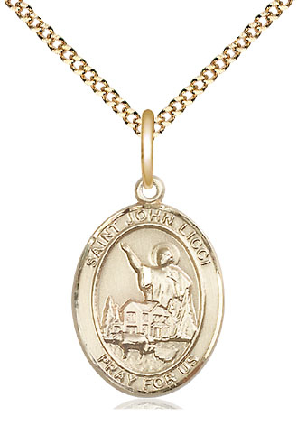 14kt Gold Filled Saint John Licci Pendant on a 18 inch Gold Plate Light Curb chain