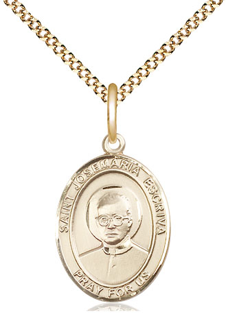 14kt Gold Filled Saint Josemaria Escriva Pendant on a 18 inch Gold Plate Light Curb chain