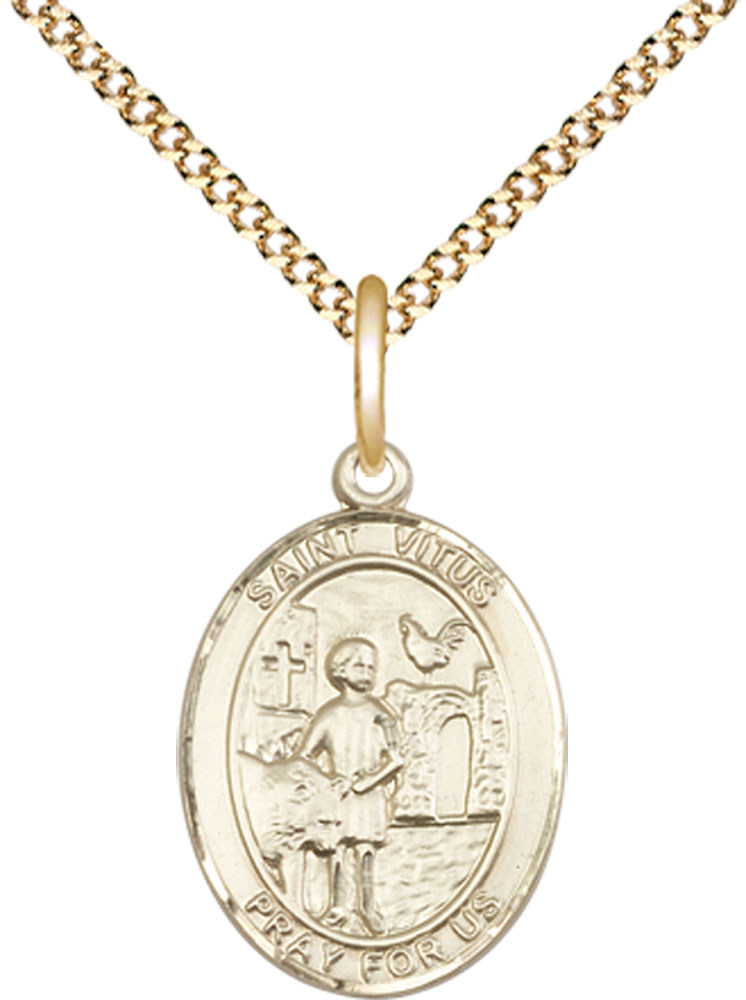 14kt Gold Filled Saint Vitus Pendant on a 18 inch Gold Plate Light Curb chain