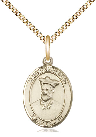 14kt Gold Filled Saint Philip Neri Pendant on a 18 inch Gold Plate Light Curb chain