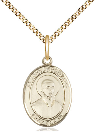 14kt Gold Filled Saint John Berchmans Pendant on a 18 inch Gold Plate Light Curb chain