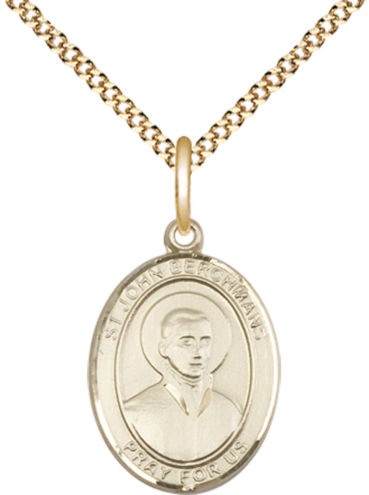 14kt Gold Filled Saint John Berchmans Pendant on a 18 inch Gold Plate Light Curb chain