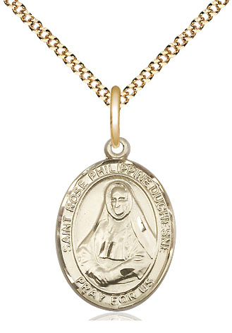 14kt Gold Filled Saint Rose Philippine Duchesne Pendant on a 18 inch Gold Plate Light Curb chain