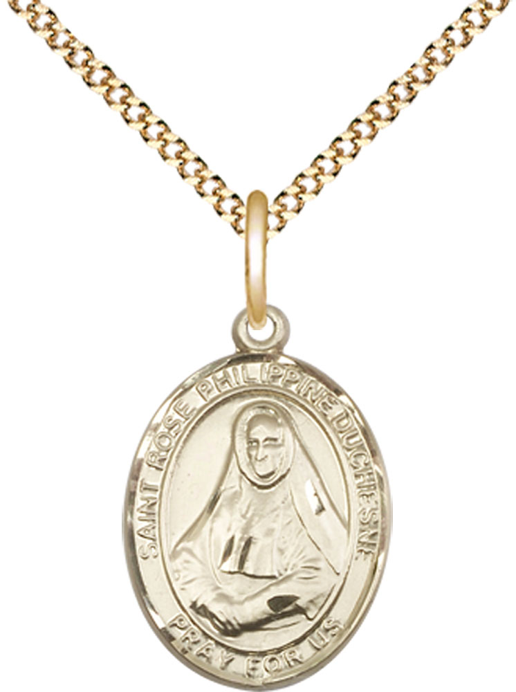 14kt Gold Filled Saint Rose Philippine Duchesne Pendant on a 18 inch Gold Plate Light Curb chain