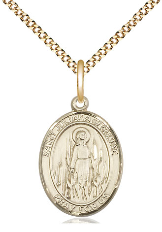 14kt Gold Filled Saint Juliana of Cumae Pendant on a 18 inch Gold Plate Light Curb chain