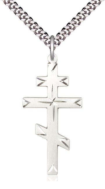 Sterling Silver Cross Pendant on a 24 inch Light Rhodium Heavy Curb chain