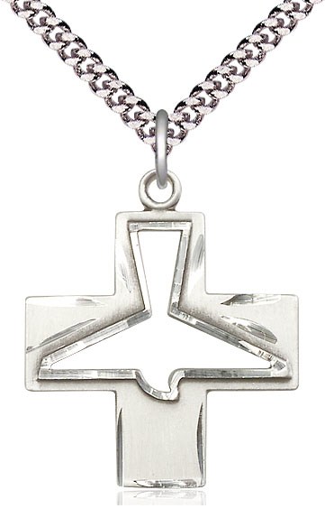 Sterling Silver Holy Spirit Pendant on a 24 inch Light Rhodium Heavy Curb chain