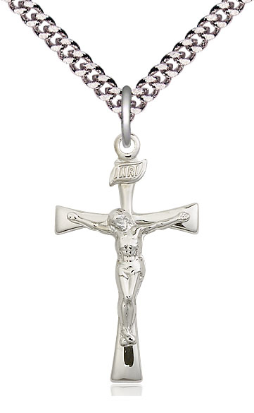 Sterling Silver Maltese Crucifix Pendant on a 24 inch Light Rhodium Heavy Curb chain
