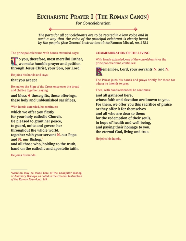 Eucharistic Prayer Cards  - Prayer 1