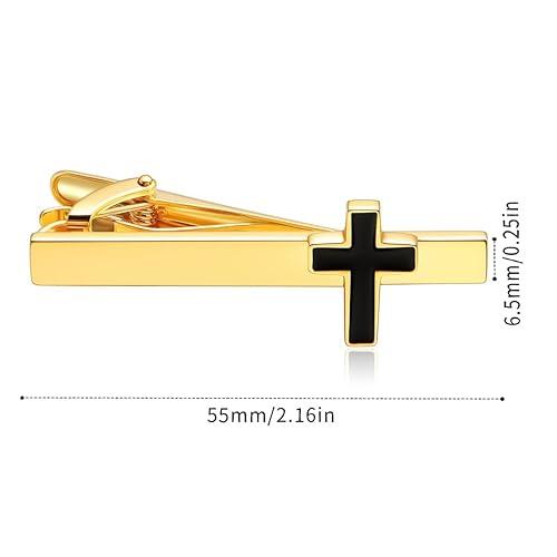 Gold Cross Tie Clip