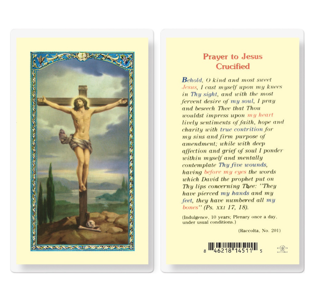 Prayer to Jesus Crucified Laminated Holy Card