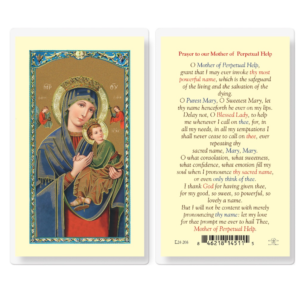 Our Lady of Perpetual Help Laminated Holy Card