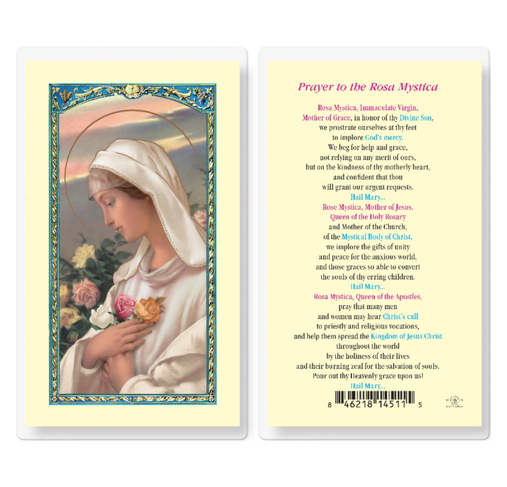 Rosa Mystica Laminated Holy Card