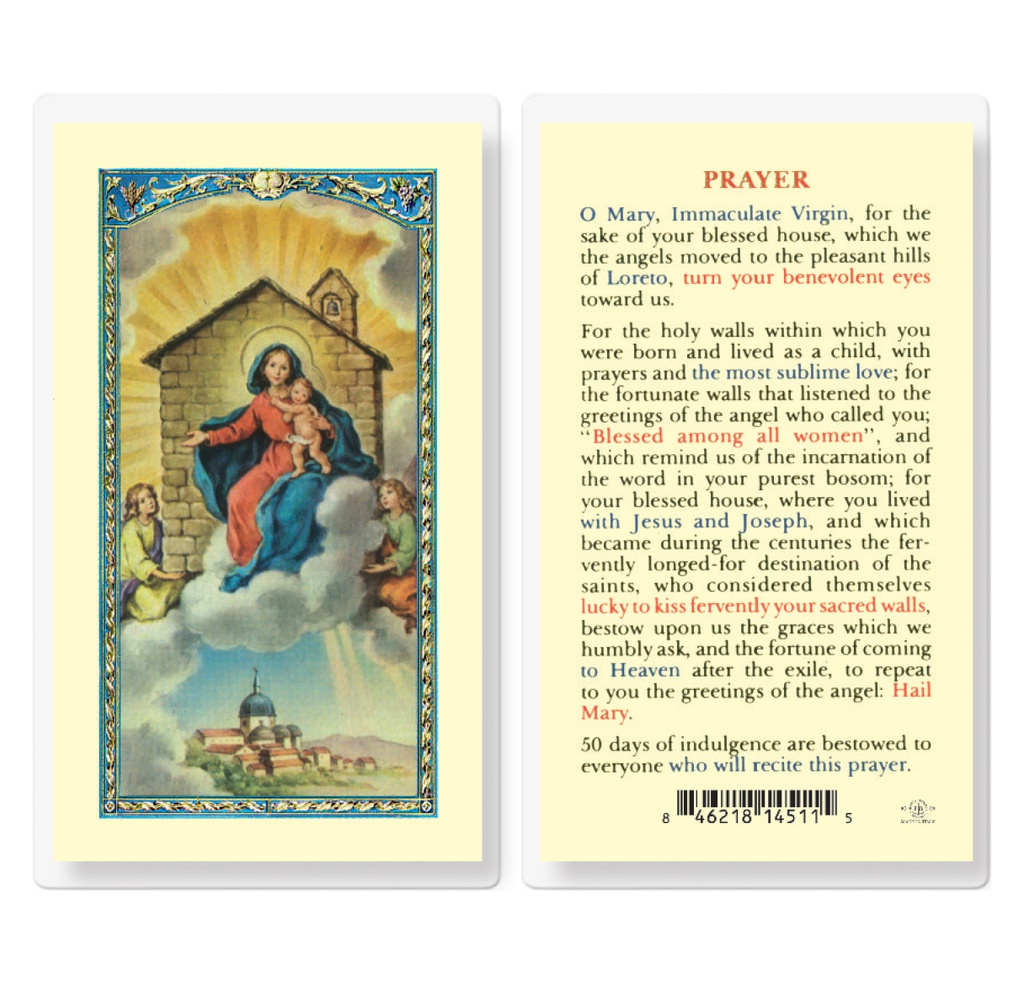 Our Lady of Loreto House Prayer Laminated Holy Card