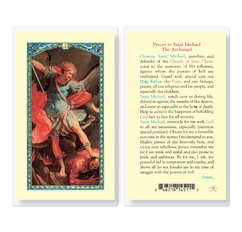 Prayer to Saint Michael Laminated Holy Card