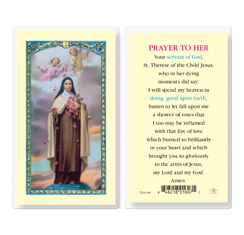Prayer to Saint Terese Laminated Holy Card