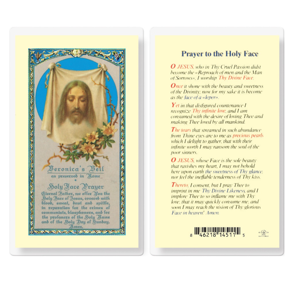 Prayer to the Holy Face Laminated Holy Card