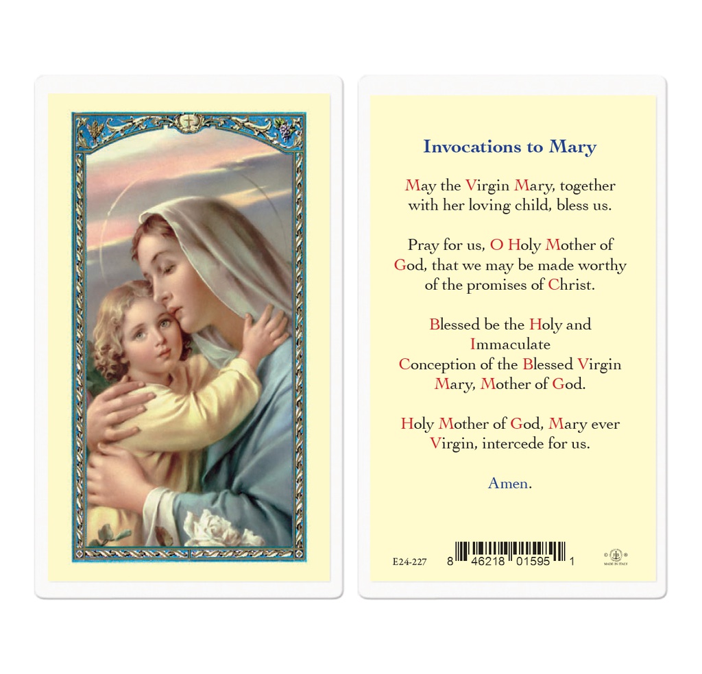 Invocation Prayer Laminated Holy Card