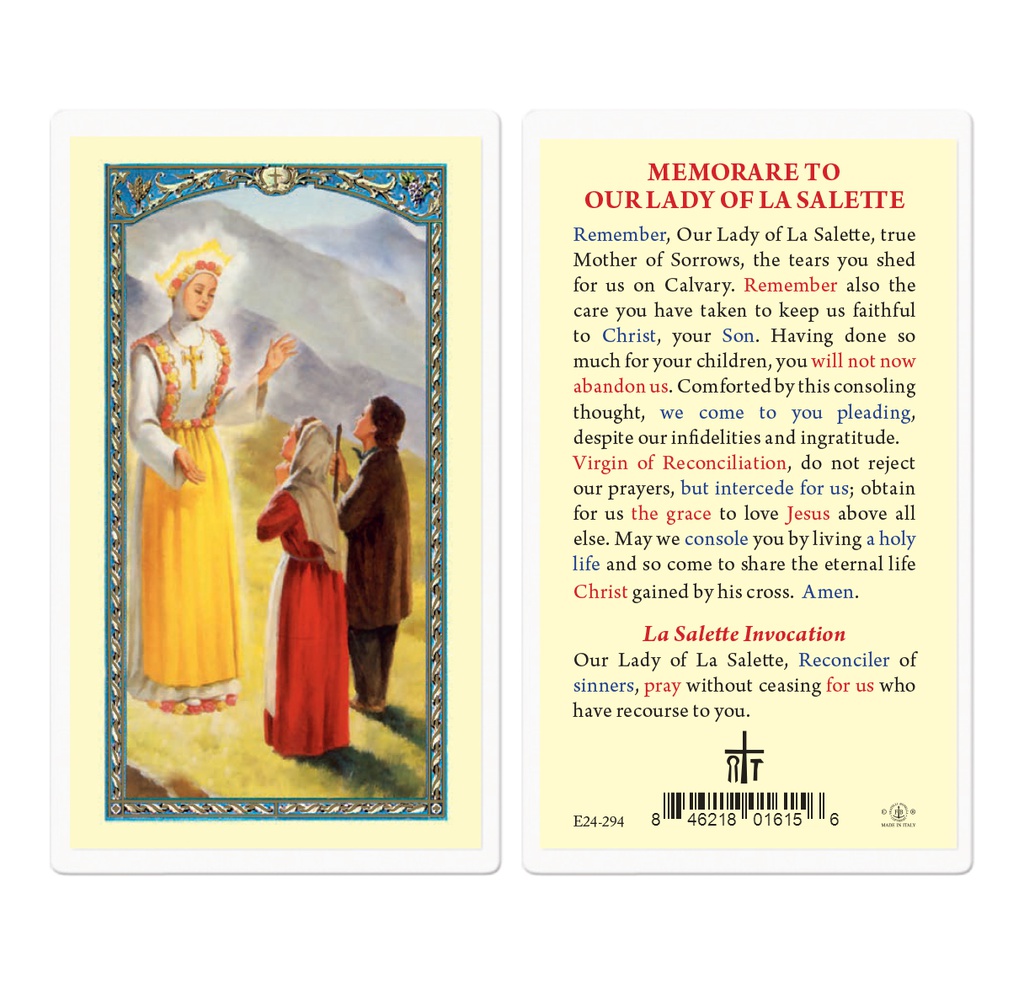 Our Lady of La Salette Laminated Holy Card