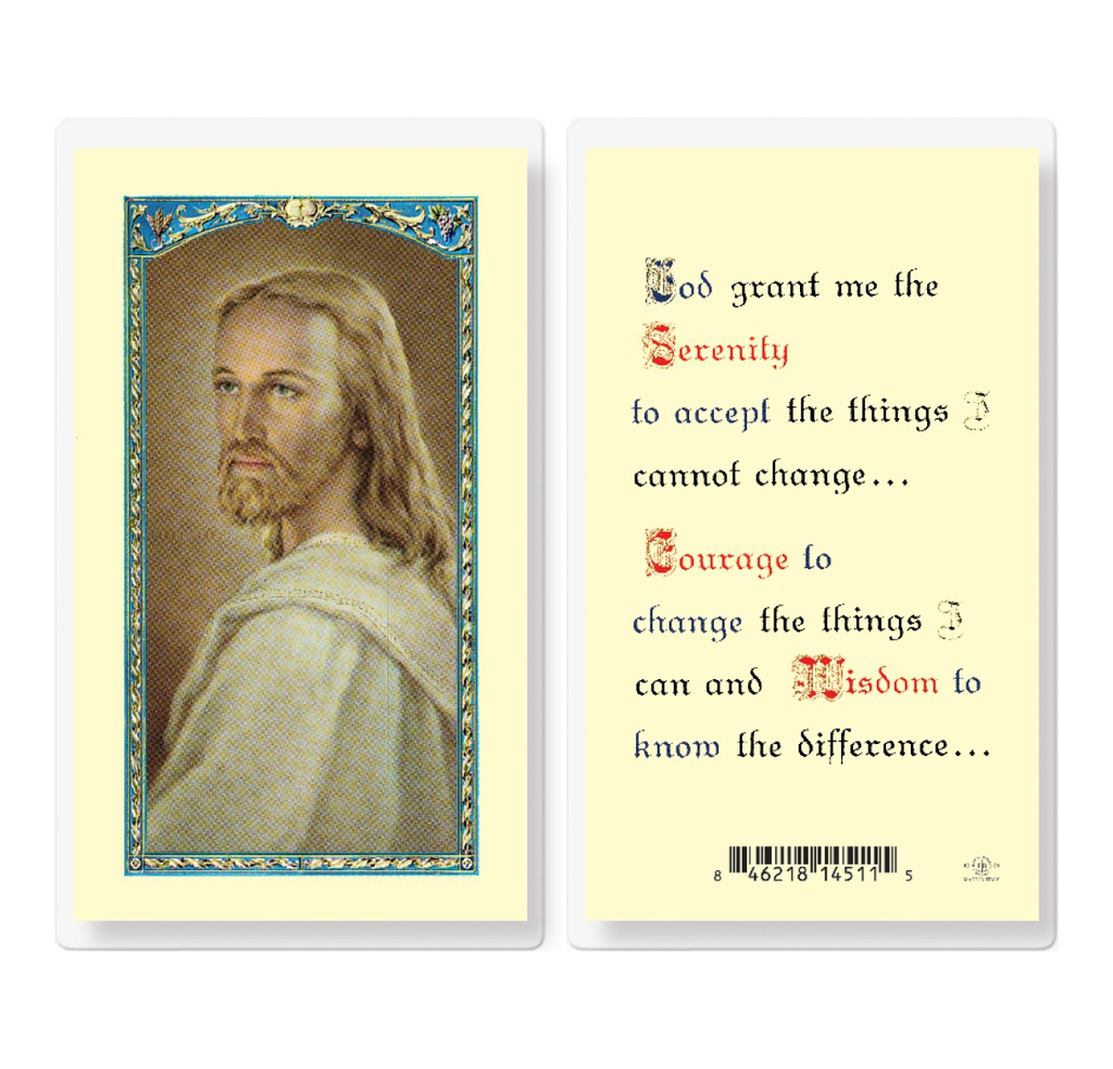 Serenity Prayer Head of Christ Laminated Holy Card