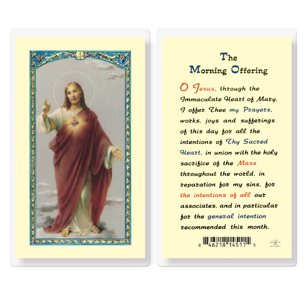 The Morning Offering Laminated Holy Card