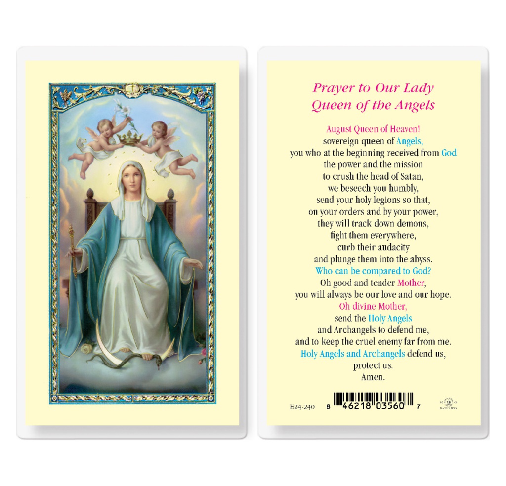 Our Lady Queen of the Angels Laminated Holy Card