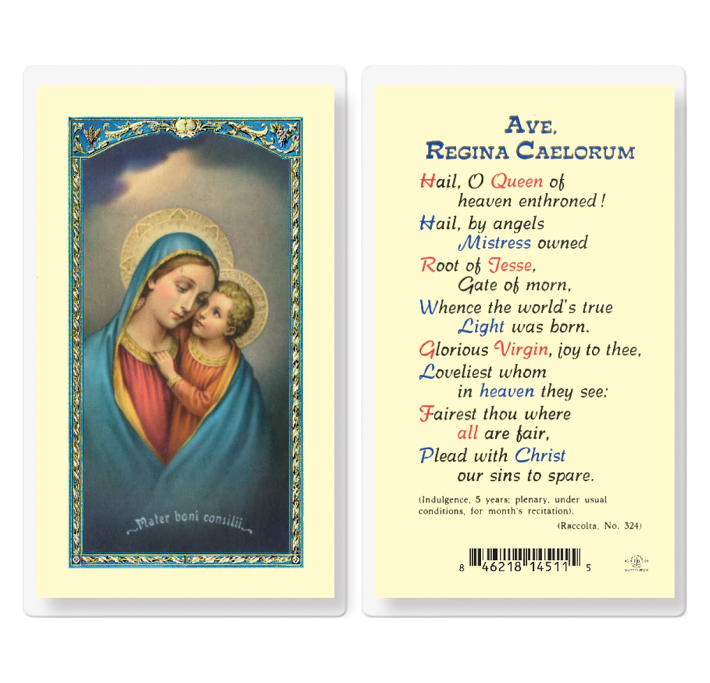 Our Lady of Good Counsel Laminated Holy Card
