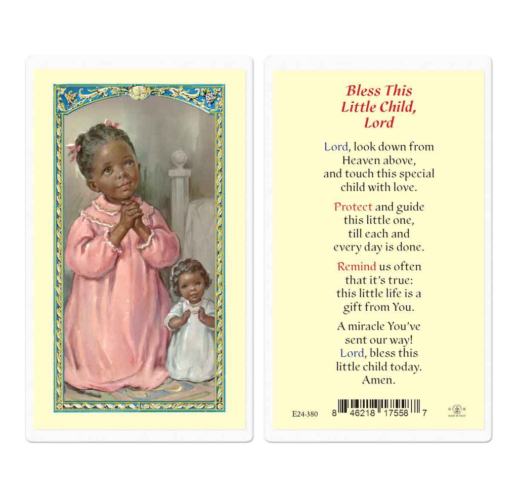 Bless this Child-Girl AFA Laminated Holy Card