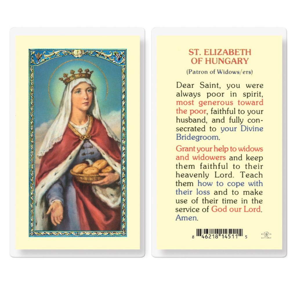 Saint Elizabeth for Widows and Widowers Laminated Holy Card