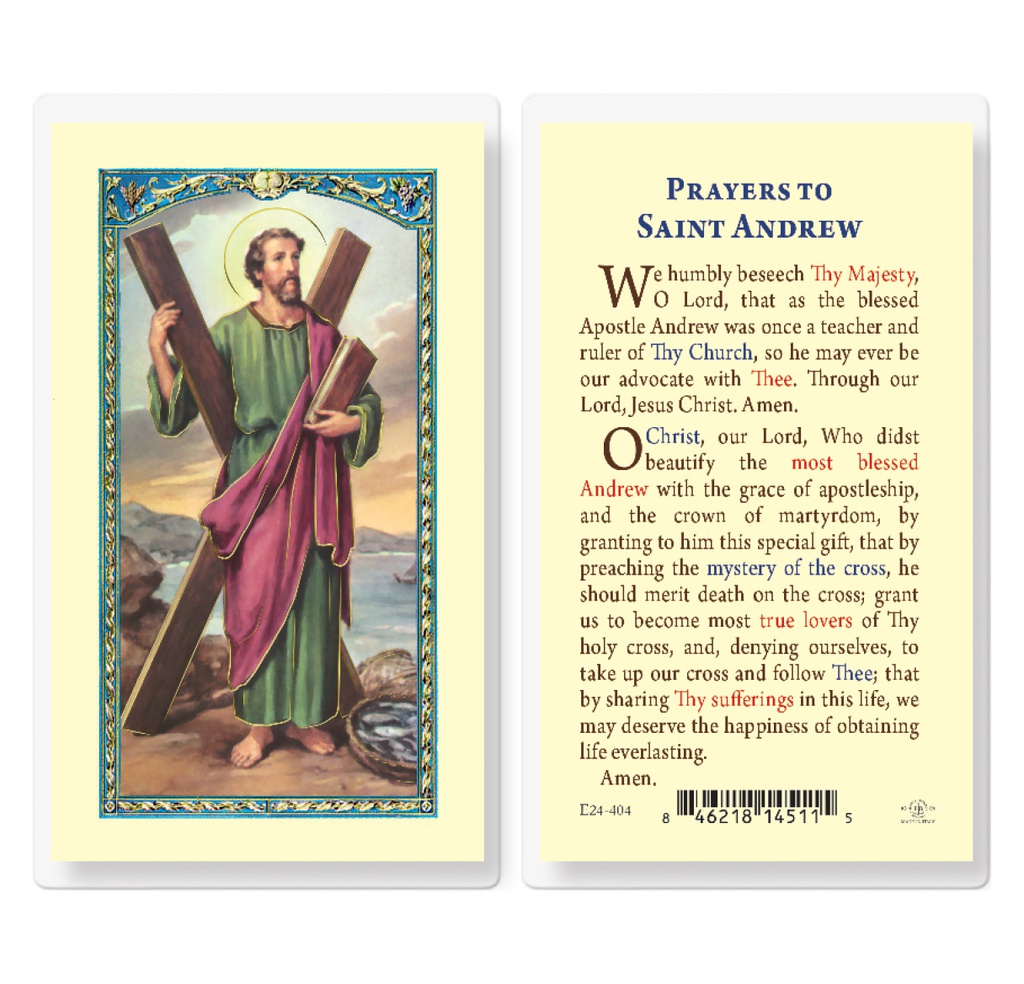 Saint Andrew Laminated Holy Card