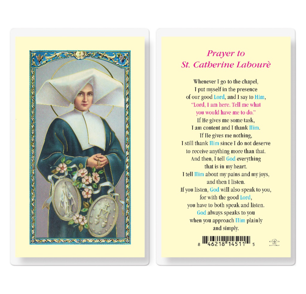 Saint Catherine Laboure Laminated Holy Card