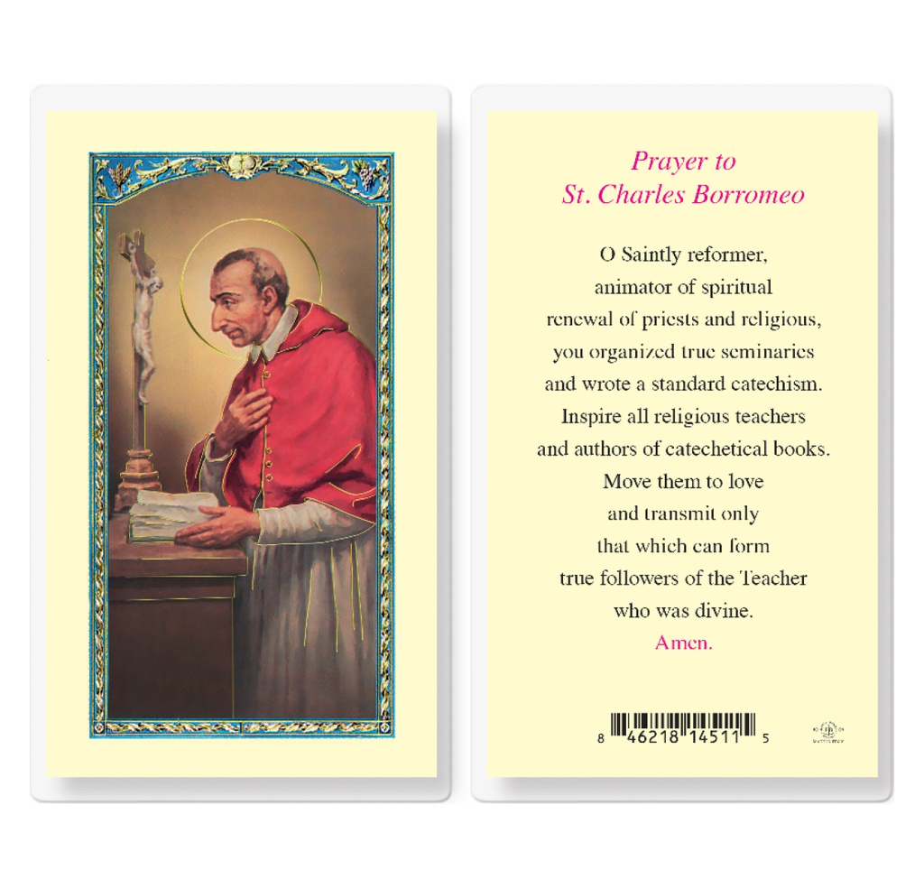 Saint Charles Laminated Holy Card