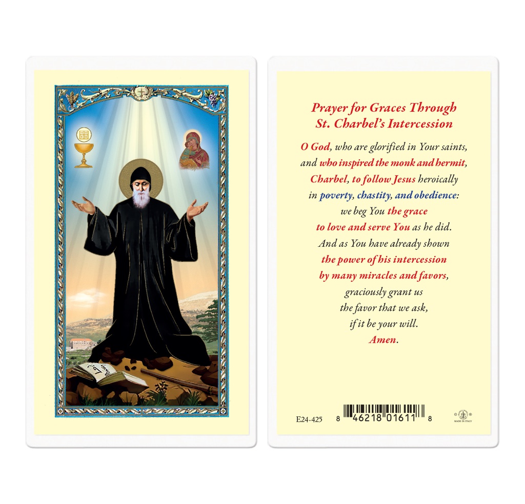 Saint Charbel Laminated Holy Card