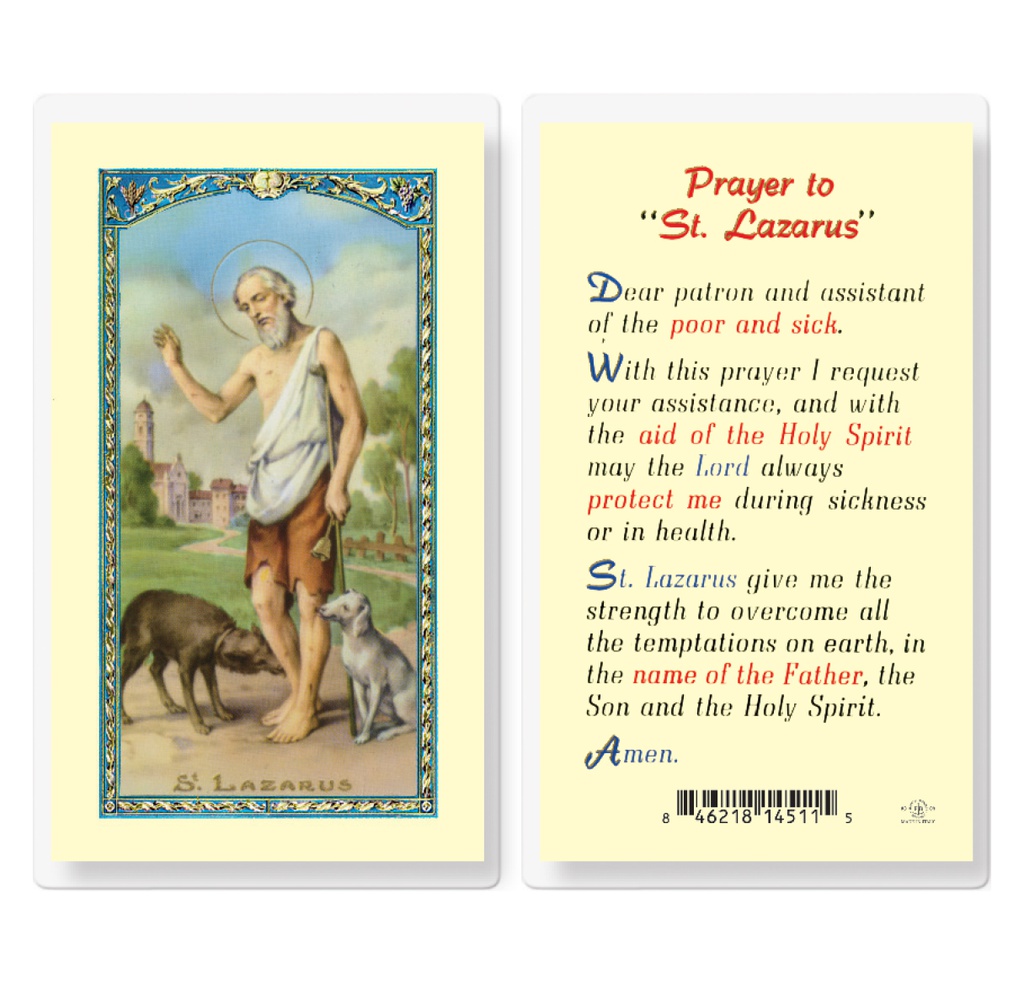 Prayer to Saint Lazarus Laminated Holy Card