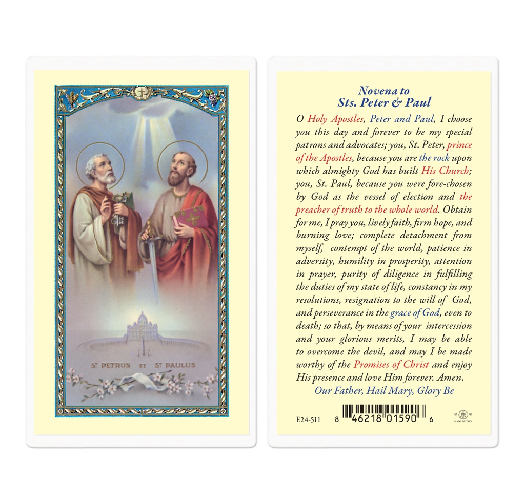Saints Peter and Paul Laminated Holy Card