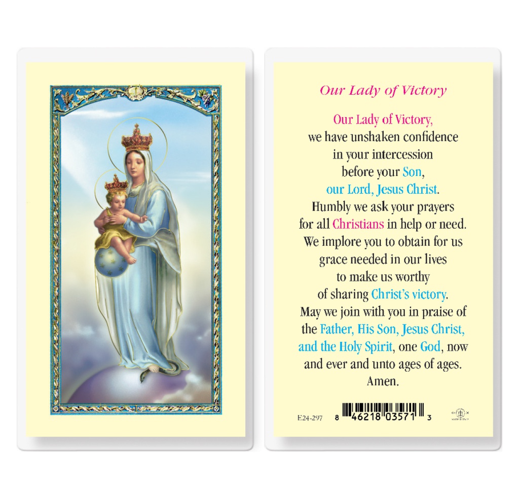 Our Lady of Victory Laminated Holy Card