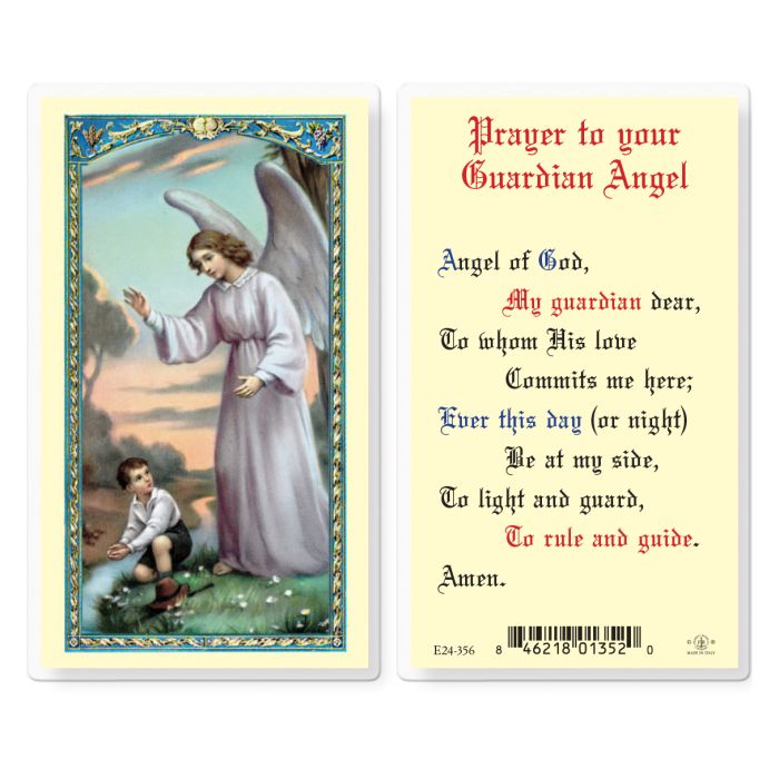 Prayer to Guardian Angel Boy Laminated Holy Card