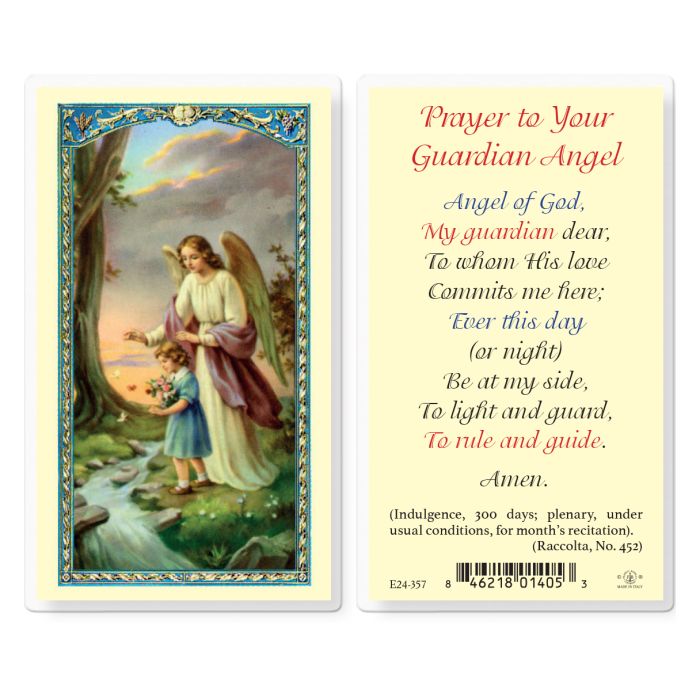 Prayer to Guardian Angel for Girl Laminated Holy Card