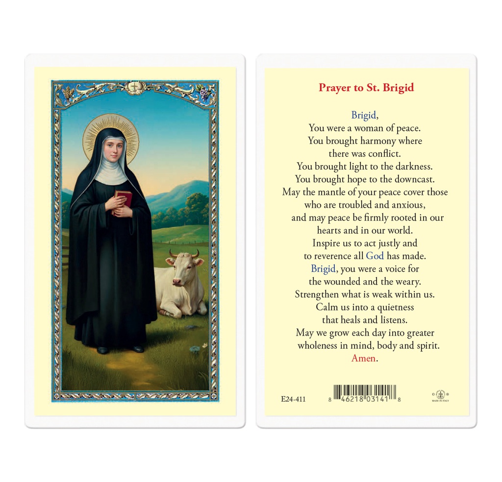 Saint Brigid Laminated Holy Card