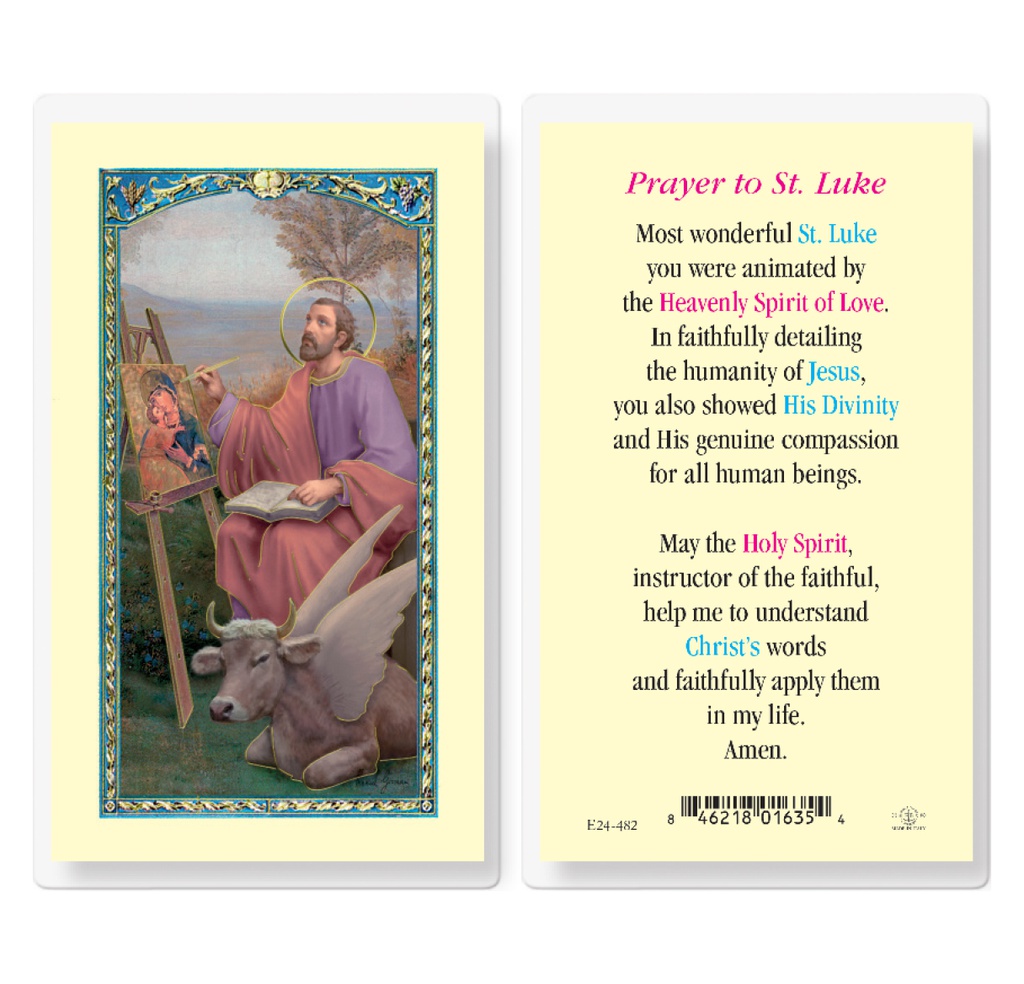Saint Luke with a Prayer Laminated Holy Card