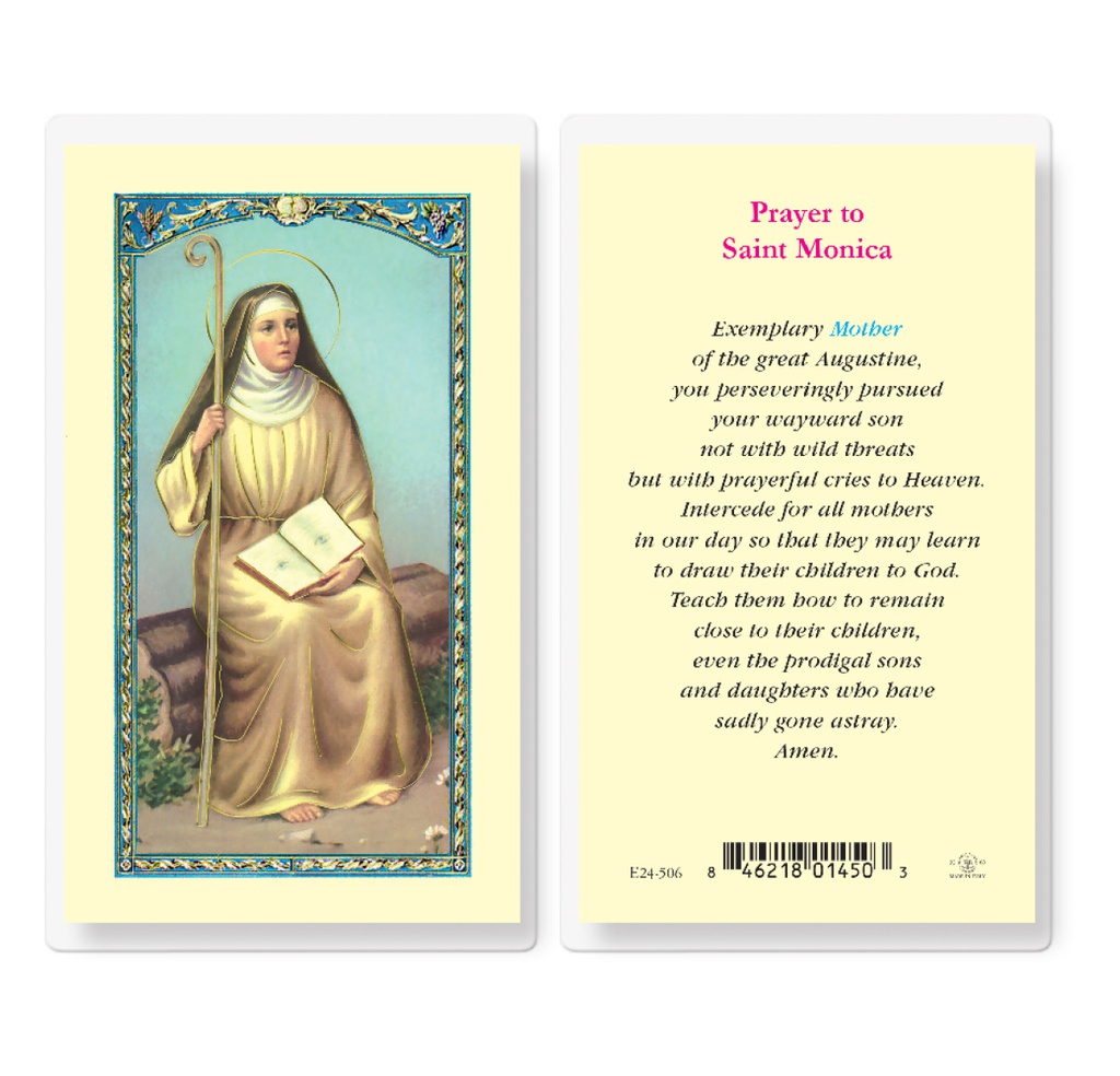 Saint Monica Laminated Holy Card