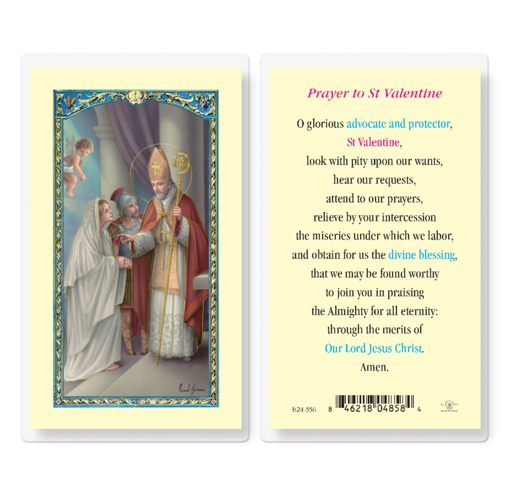 Saint Valentine Laminated Holy Card